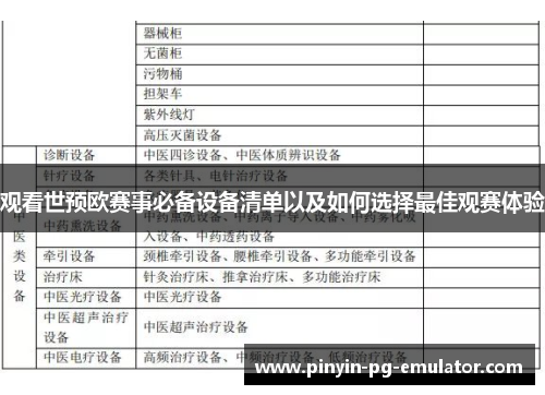 观看世预欧赛事必备设备清单以及如何选择最佳观赛体验