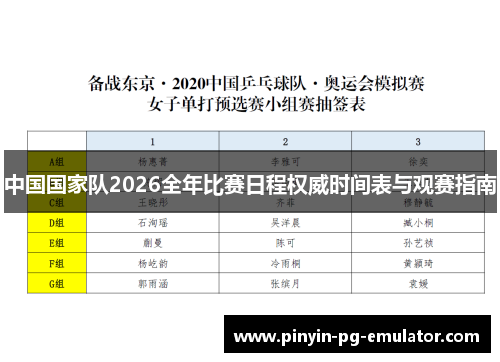 中国国家队2026全年比赛日程权威时间表与观赛指南